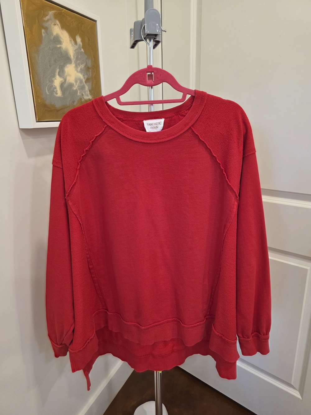 Fanstastic Fawn Red Pullover Large
